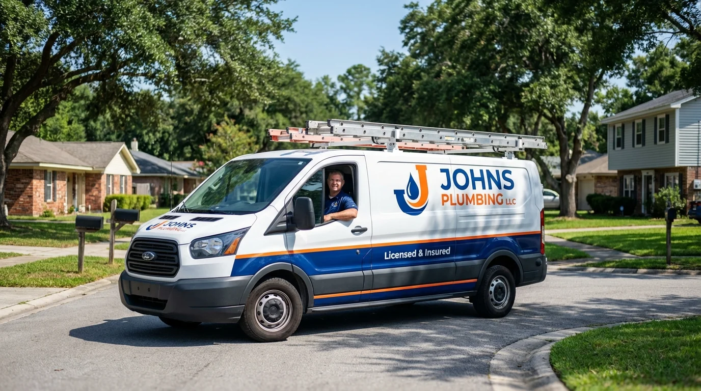 Johns Plumbing LLC service van in Wanaque, NJ