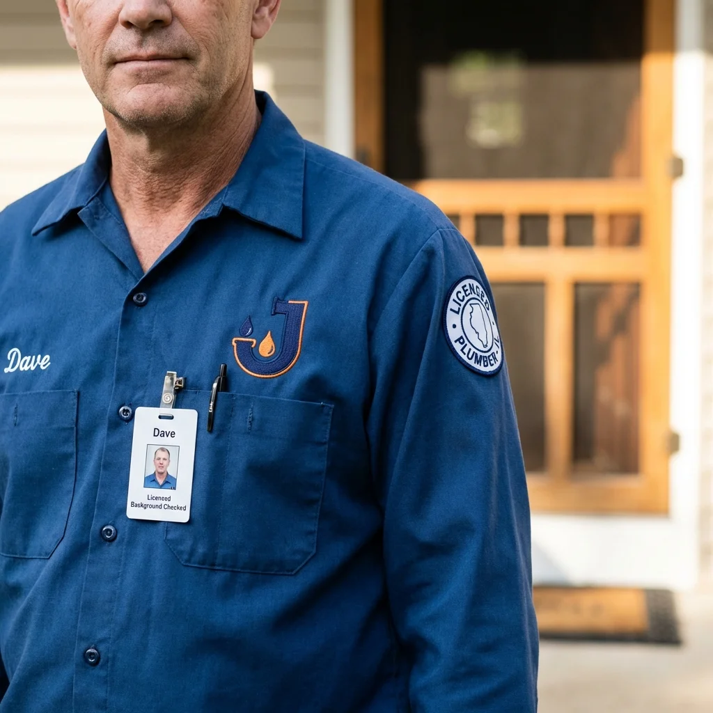 Licensed plumber showing ID badge in Wanaque, NJ