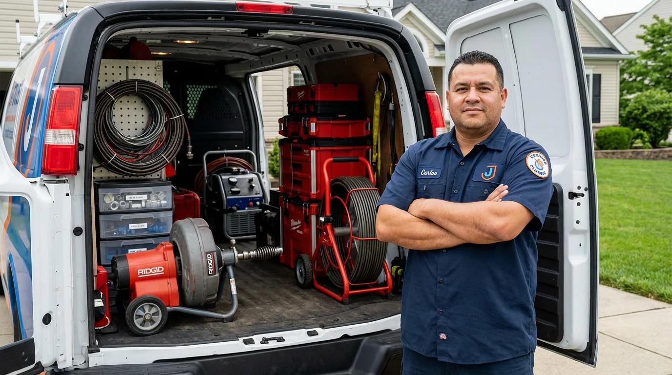Professional drain cleaning equipment and Johns Plumbing LLC plumber in Wanaque