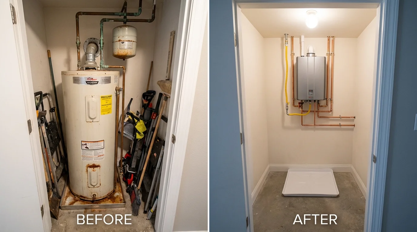Tank water heater versus wall-mounted tankless unit comparison for Wanaque, NJ homeowners